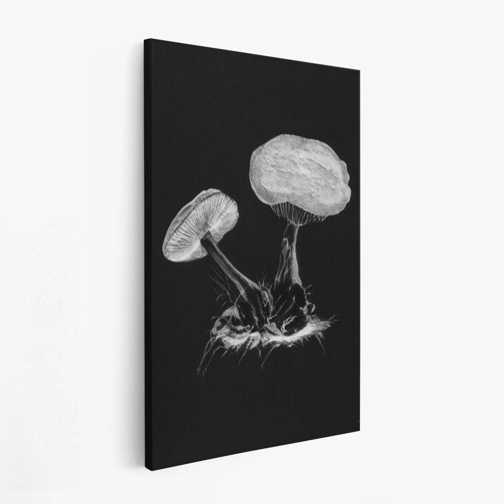 Lienzo - Vintage Violet Webcap Mushroom Dark BW
